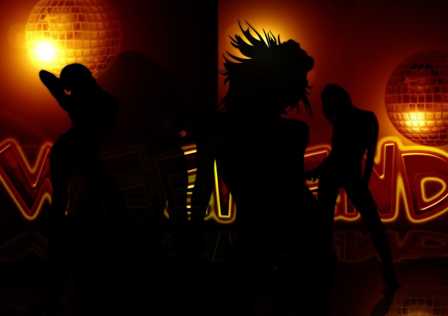 silhouette of women dancing inside club, Woman, Girl, Movement