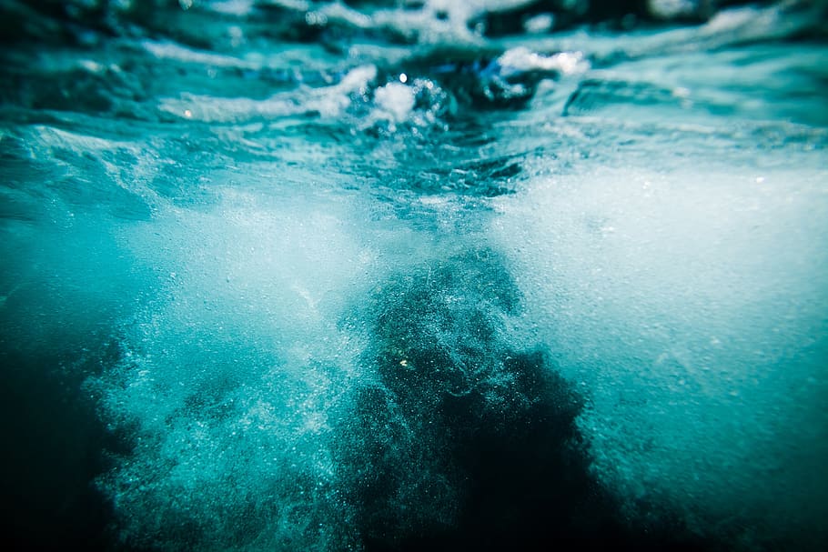 water, blue, sea, bubbles, motion, splashing, nature, day, no people HD wallpaper