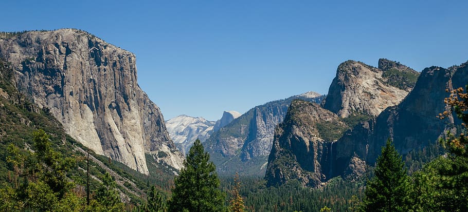 nature, landscape, mountains, summit, peaks, cliff, rocks, forests HD wallpaper