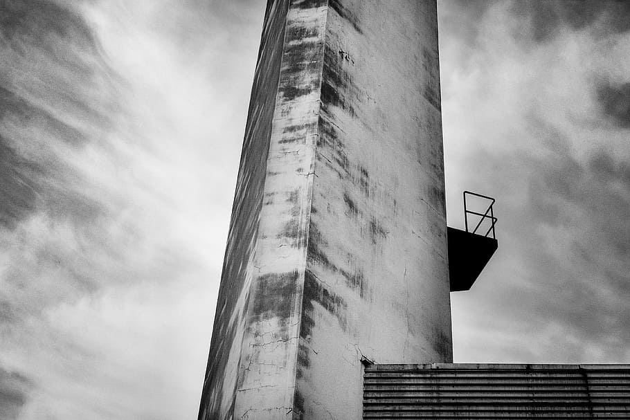 Building, Wall, Tower, Architecture, black and white, balcony HD wallpaper