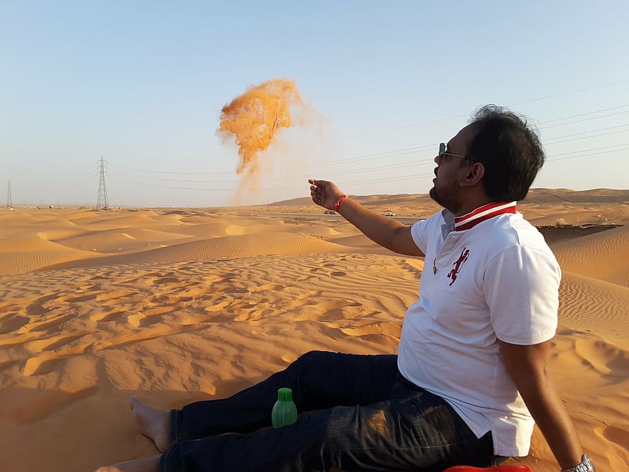 sand, desert, sun, men, outdoors, people, males, one Person HD wallpaper
