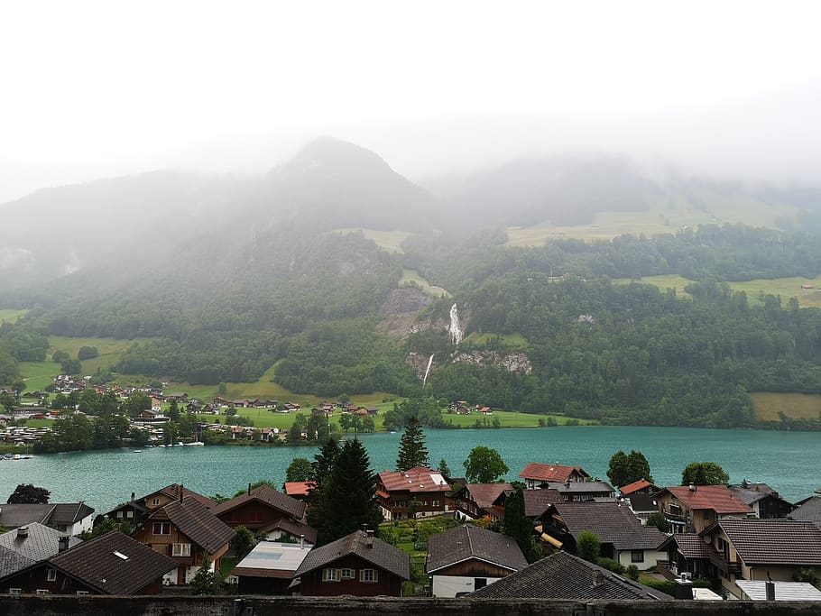 HD wallpaper: 瑞士小镇, switzerland, lungern, landscape, water, mountain |  Wallpaper Flare