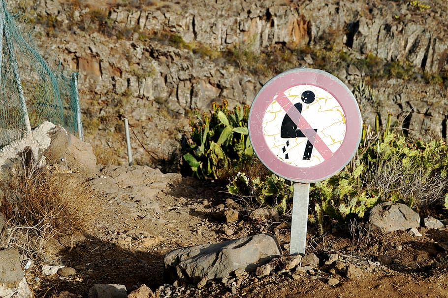 humor, mountain, panels, no people, nature, plant, rock, sign HD wallpaper