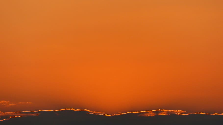 sky, orange, sunset, evening sky, dusk, clouds, abendstimmung HD wallpaper