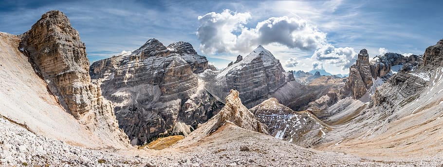 brown mountains, mountain range, cloud, valley, desert, environment HD wallpaper