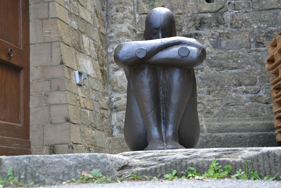 figure, sculpture, thinking, art, statue, sit, architecture HD wallpaper