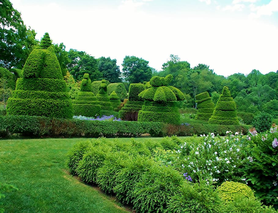 Ladew Topiary Gardens, Maryland, green color, tree, agriculture, HD wallpaper