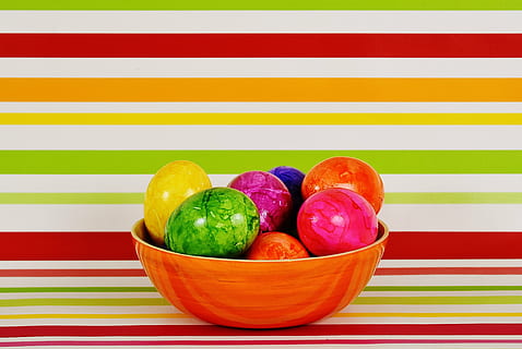 bowl of assorted-color egg decor, easter eggs, colorful, happy easter HD wallpaper