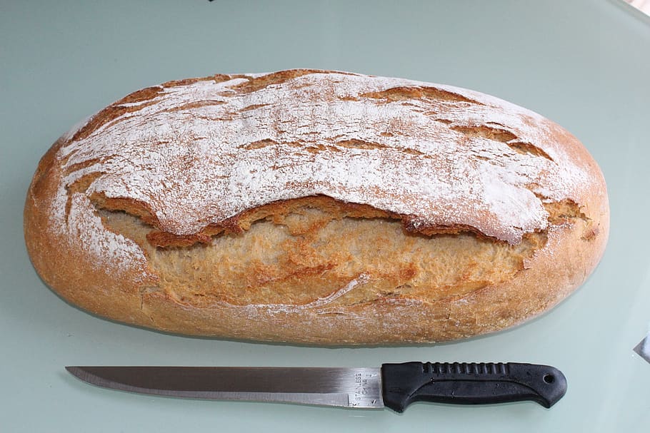 bread, knife, cutting board, food, food and drink, freshness HD wallpaper