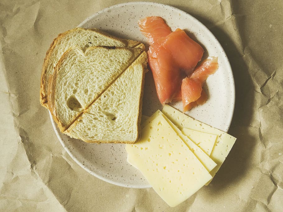 Bread, Cheese, And Raw Meat On Plate, breakfast, dairy product HD wallpaper