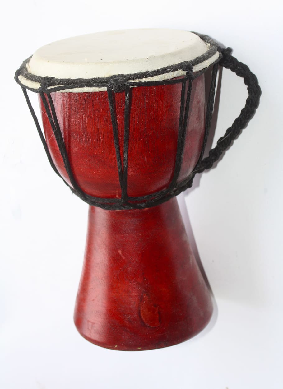 red and white djembe, Musical Instrument, Hand Drum, african, HD wallpaper