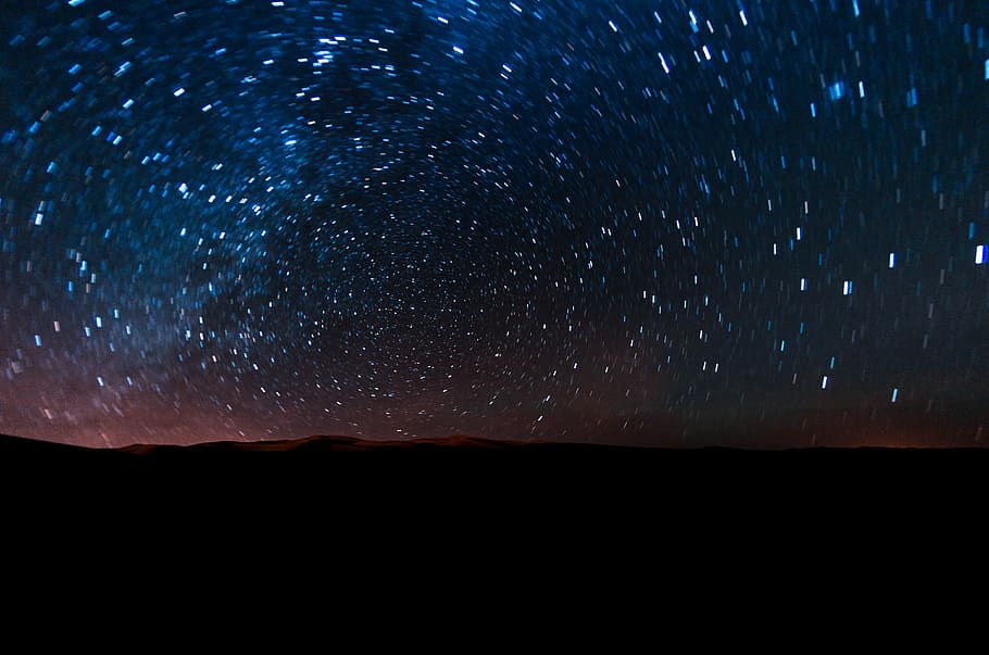 time lapse photography of starry night, grass, motion, computer HD wallpaper