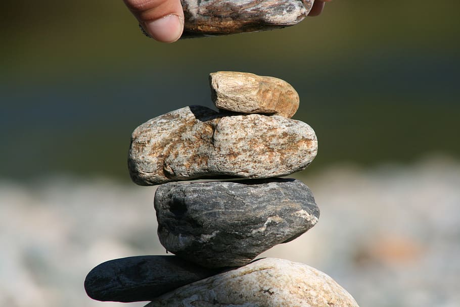 stones, pebble, river, rock, solid, human body part, human hand HD wallpaper