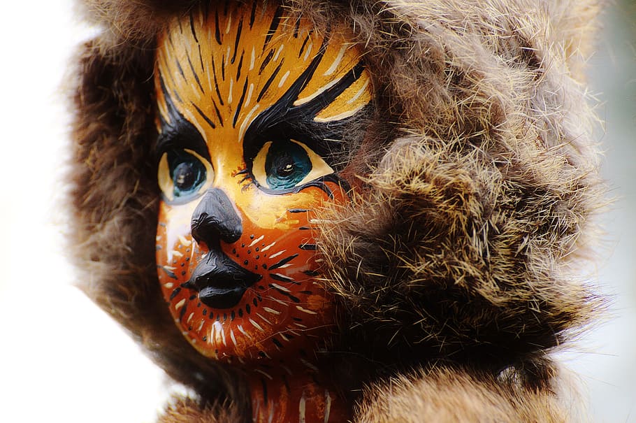 Doll, Cat, Painting, Fur, Mask, funny, figure, carnival, custom HD wallpaper