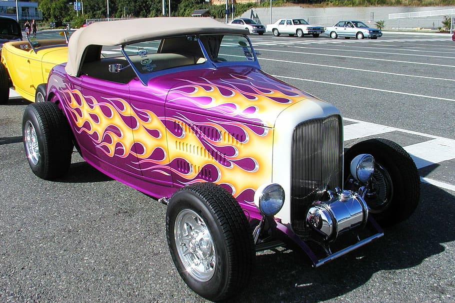 oldtimer, car, fency, colorful, beautiful, vintage, transportation HD wallpaper