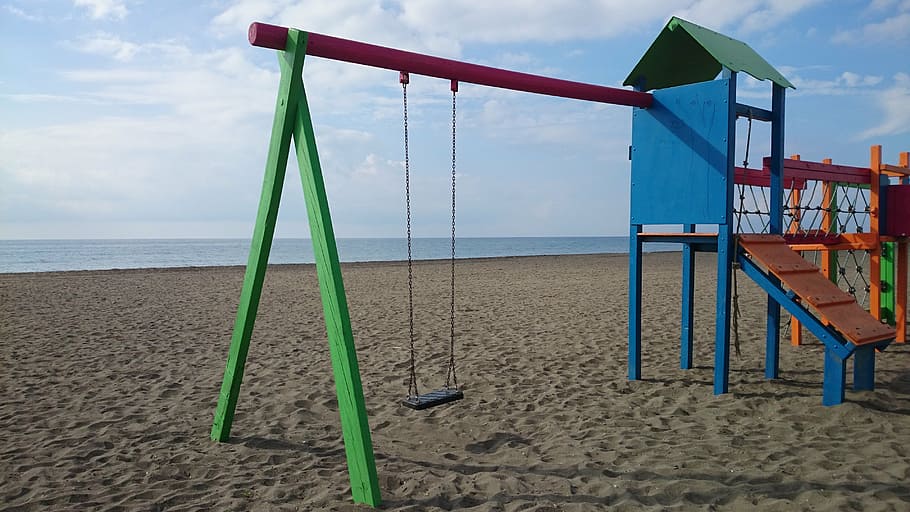 beach, game, colors, sand, sun, edge of the sea, memory, playground HD wallpaper