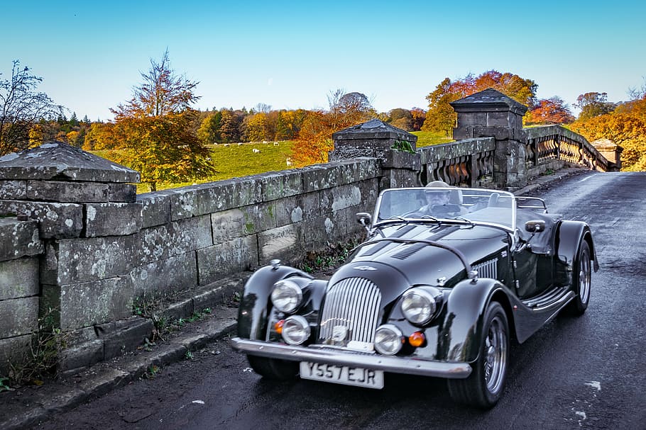 old car, bridge, country, antique, architecture, built structure HD wallpaper