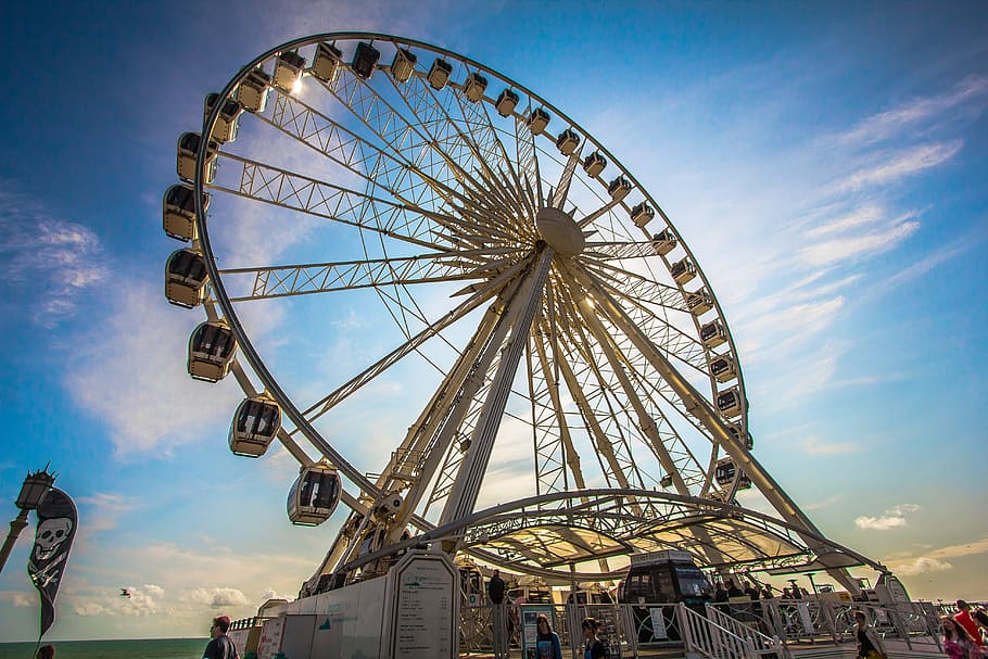brown ferris wheel during daytime, brighton, coast, promenade HD wallpaper