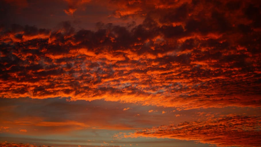 clouds, dawn, red, sky, west, sunset, twilight, heaven, colors, HD wallpaper