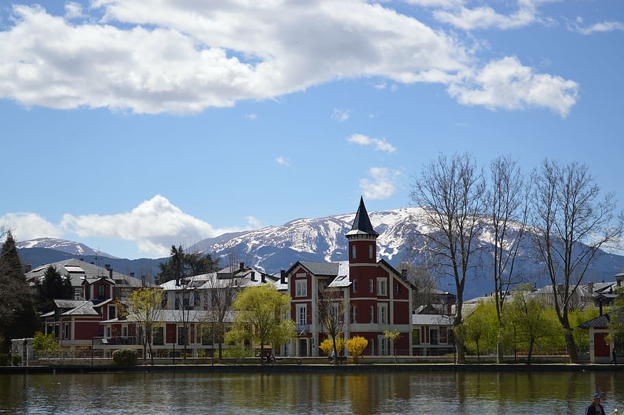 landscape, sky, cerdanya, clouds, mountain, architecture, house HD wallpaper