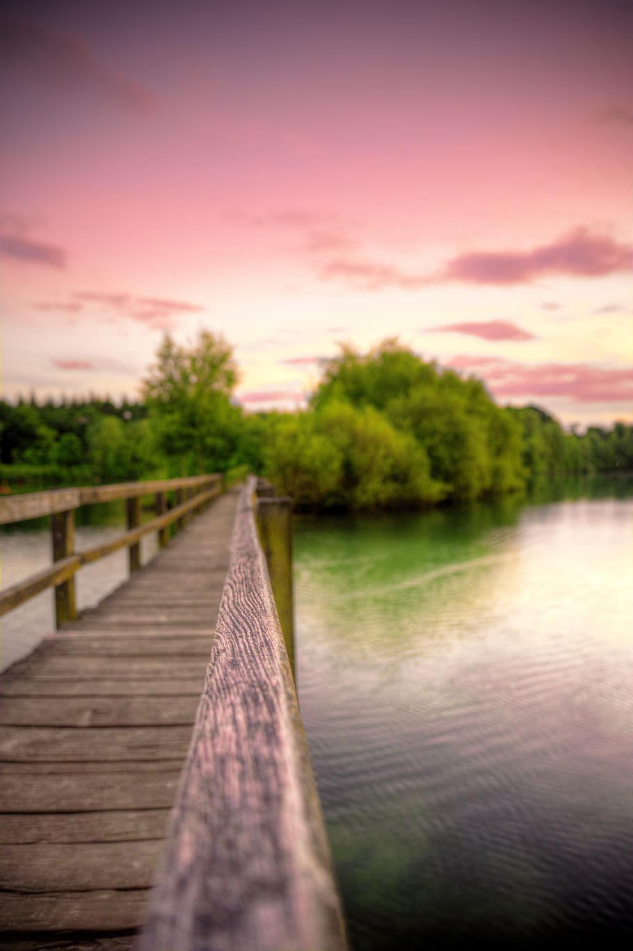 beige wooden dock during daytime, Bridge, Sunset, Water, Lake HD wallpaper