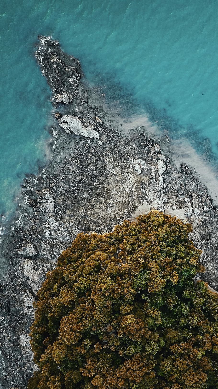 aerial view of island, aerial photography of island, water, rock HD wallpaper