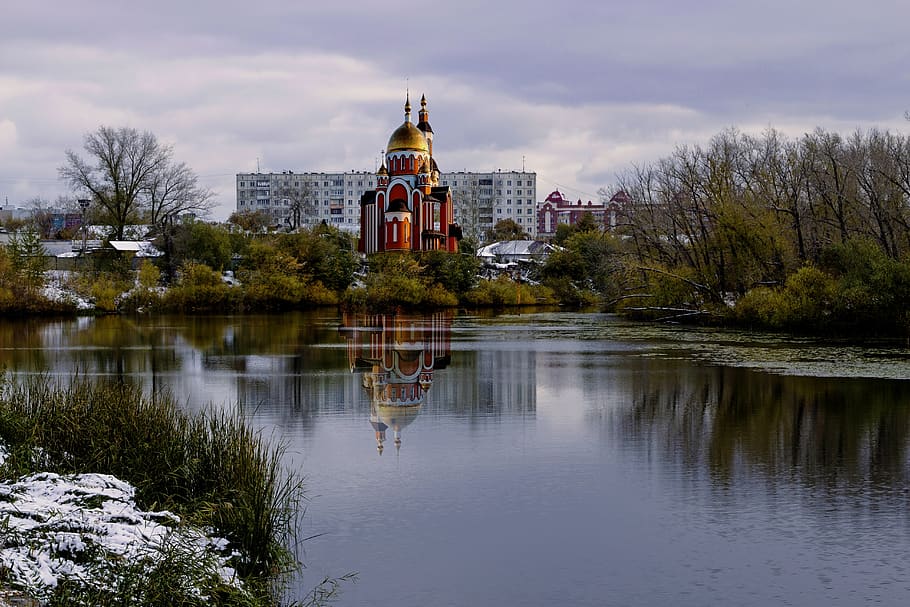 autumn, river, landscape, water, architecture, built structure HD wallpaper