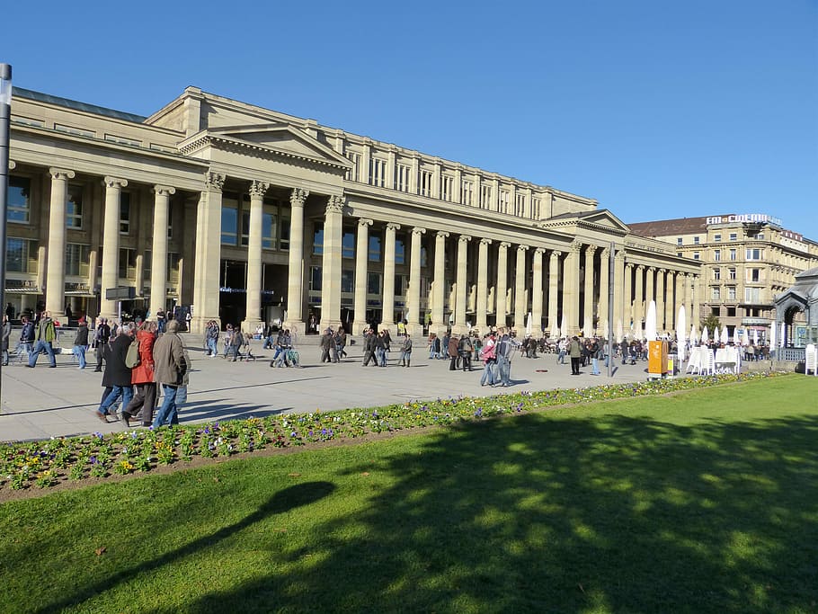 Stuttgart, Schloßplatz, Building, columnar, architecture, stone HD wallpaper