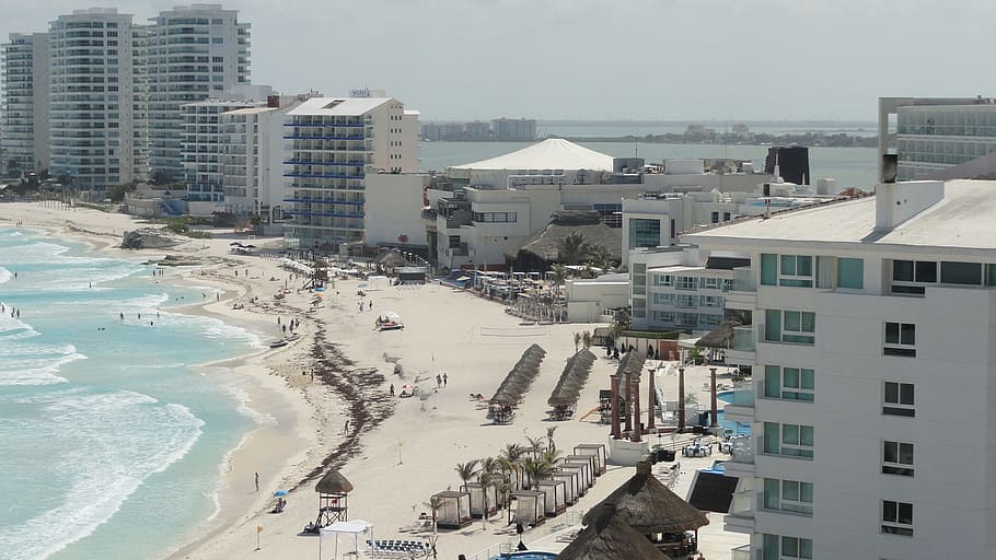 cancun, mexico, beach, built structure, architecture, building exterior HD wallpaper