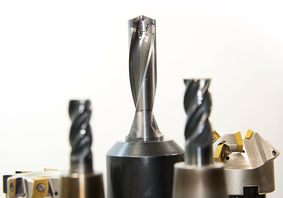 selective focus photography of black drill bits, milling, milling machine HD wallpaper