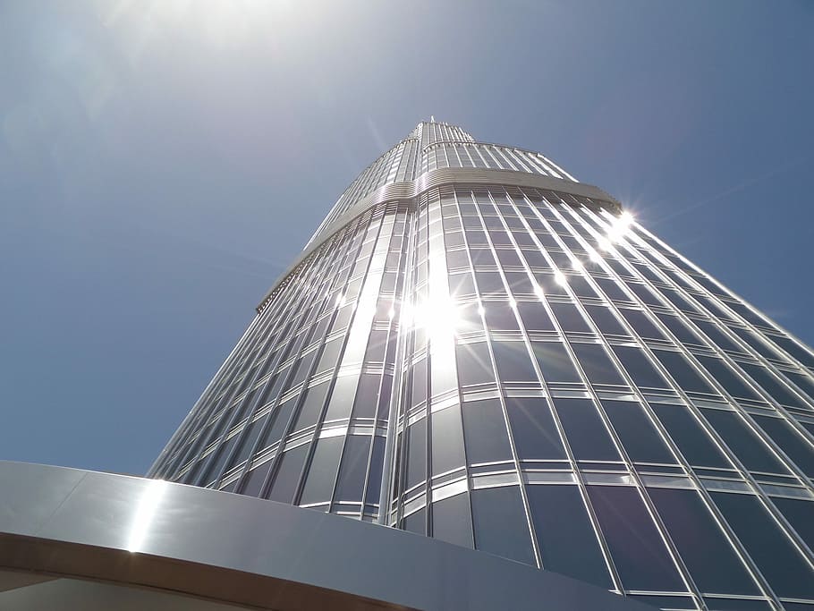 dubai, burj kalifa, emirates, low angle view, sky, architecture HD wallpaper