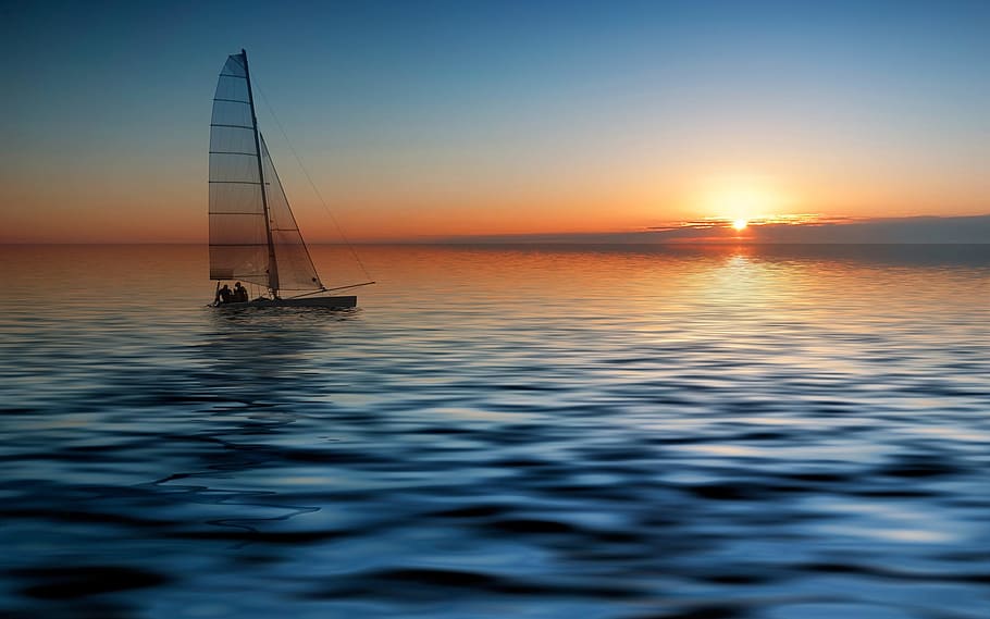 HD wallpaper: sail boat on ocean during sunrise, sea, amazing, landscape,  escape | Wallpaper Flare