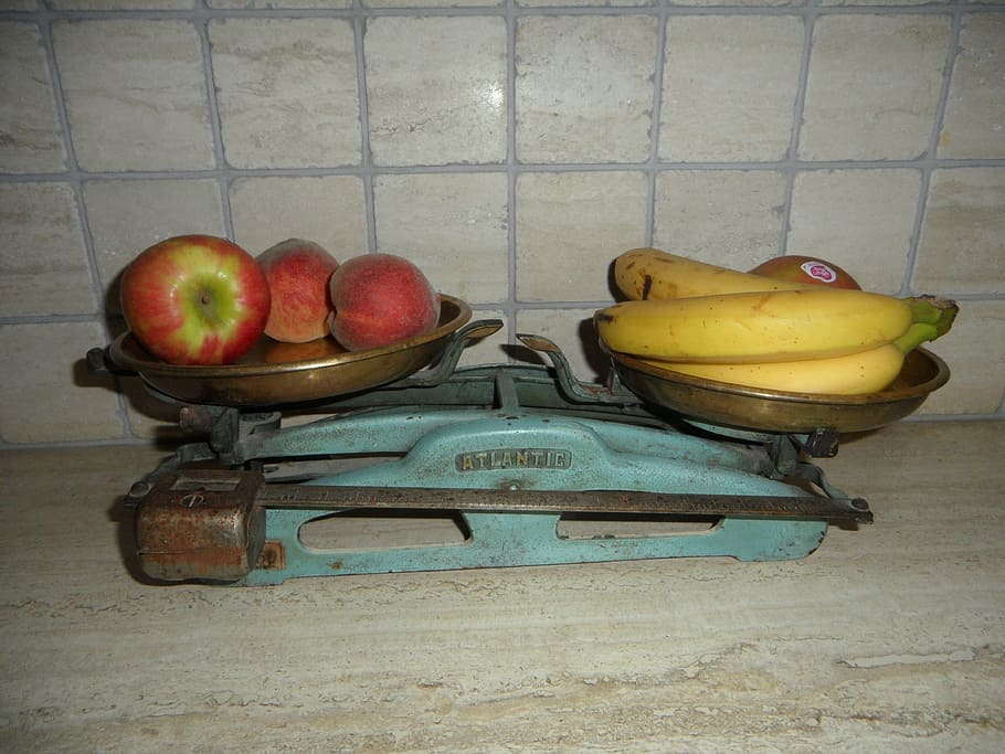 old scale, horizontal, weigh, fruit, weigh out, healthy eating HD wallpaper