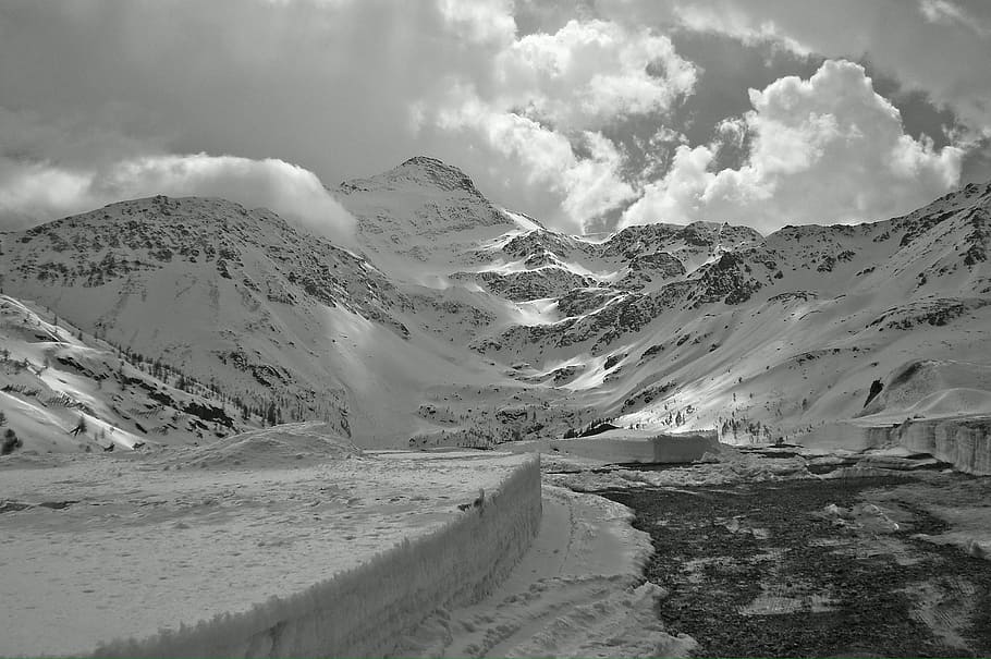 simplon pass, switzerland, snow, landscape, winter, alps, mountain, HD wallpaper