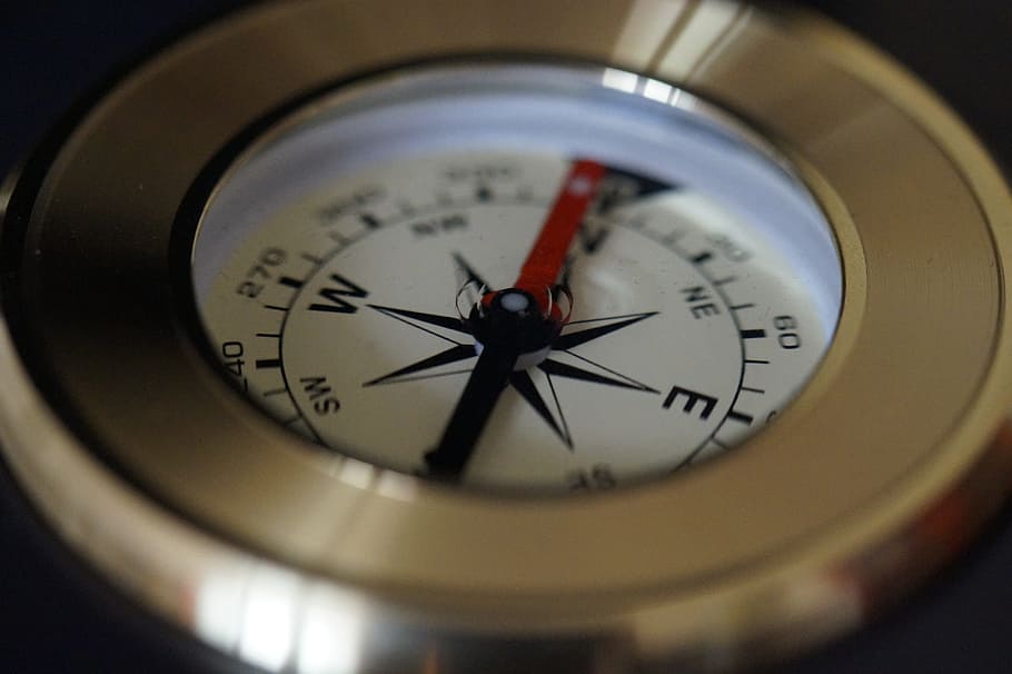 stainless steel, white, compass, pointing, south, north, compass point HD wallpaper