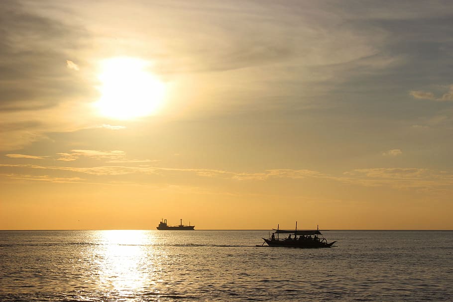 sunset, ocean, reflection, travel, philippines, bataan, luzon HD wallpaper