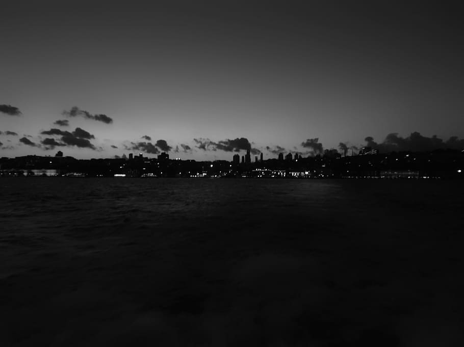 dark, istanbul, besiktasta, v, clouds, turkey, night landscape, HD wallpaper