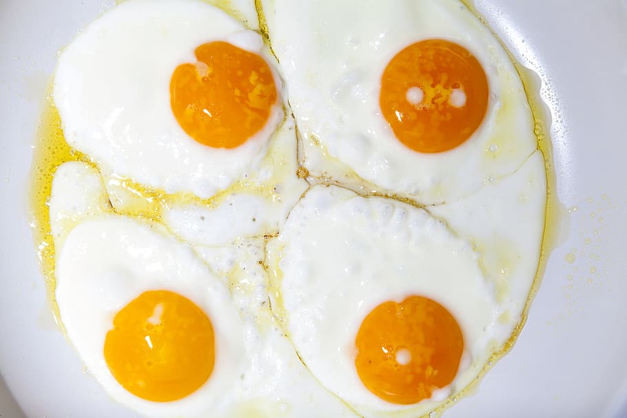 pan, egg, protein, yolk, eat, breakfast, cook, food, shiny HD wallpaper