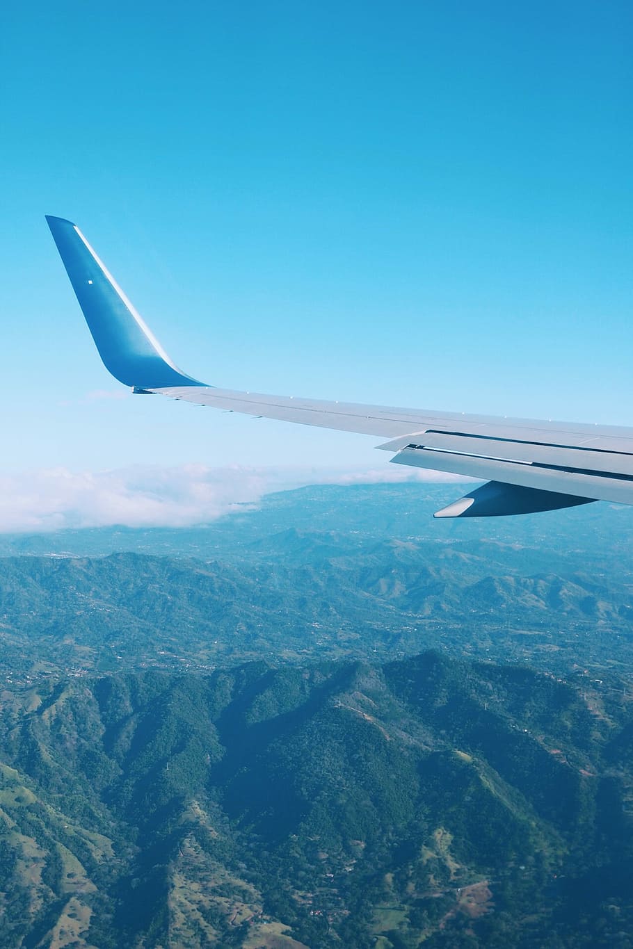 Fly High, aerial photography of airplane in air, flight, mountain HD wallpaper