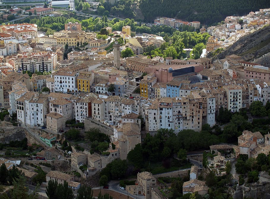 Basin, Spain, City, Panoramic, Old Town, architecture, height HD wallpaper