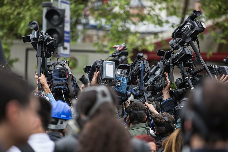 reporters holding cameras, press, the crowd, journalist, news, HD wallpaper