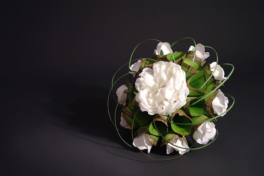 white flower bouquet, rose, floral, wedding, beautiful, elegant, HD wallpaper