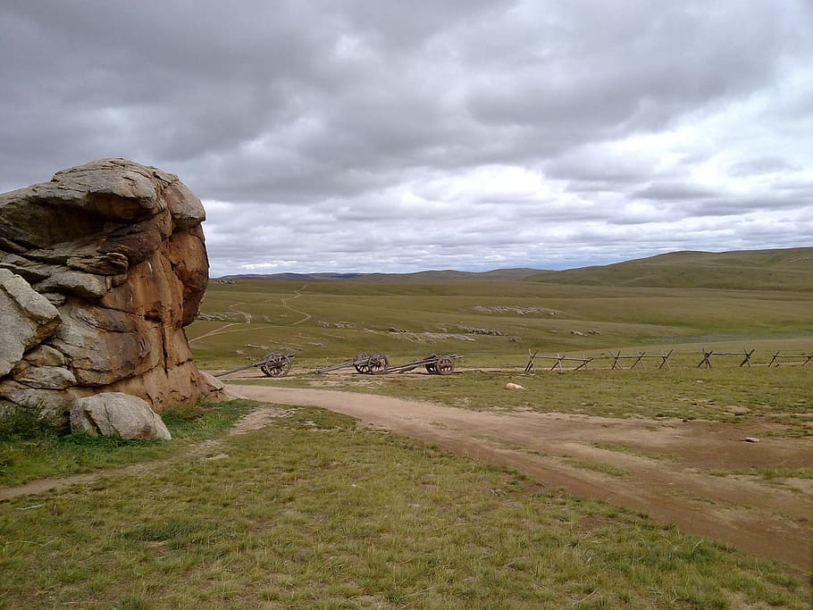 Mongolia, Dare, Steppe, Clouds, wide, dom, horizon, landscape HD wallpaper