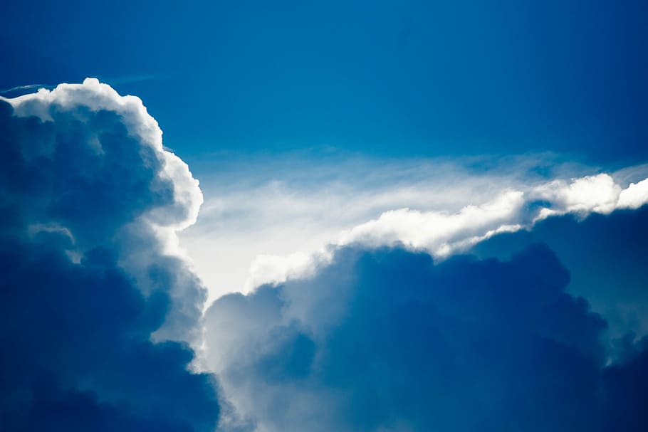 white and teal sky, cloudy sky digital wallpaper, sun, blue, nature HD wallpaper