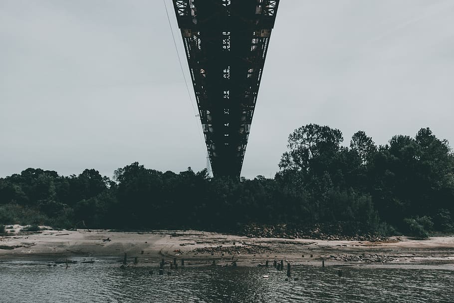 Over my Head, cone building near body of water, bridge, lake HD wallpaper