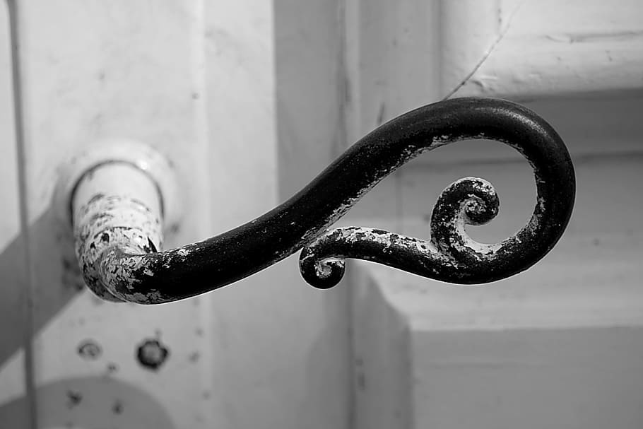 Iron, Door Handle, entry, metal, wrought iron, black, old, architecture HD wallpaper