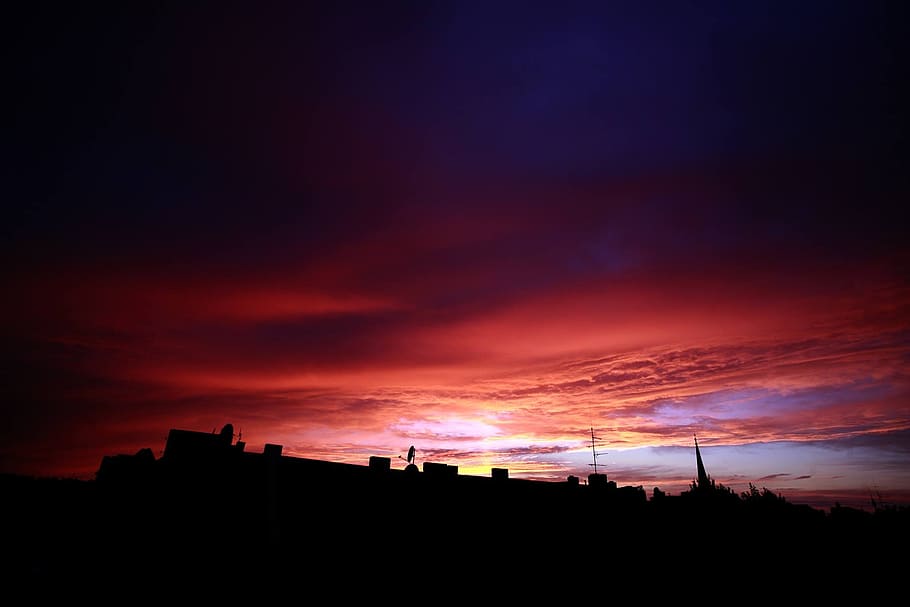 sunset, city, berlin, twilight, architecture, silhouette, sky HD wallpaper