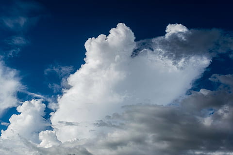 blue sky, clouds, cloudporn, weather, lookup, skies, skyporn HD wallpaper