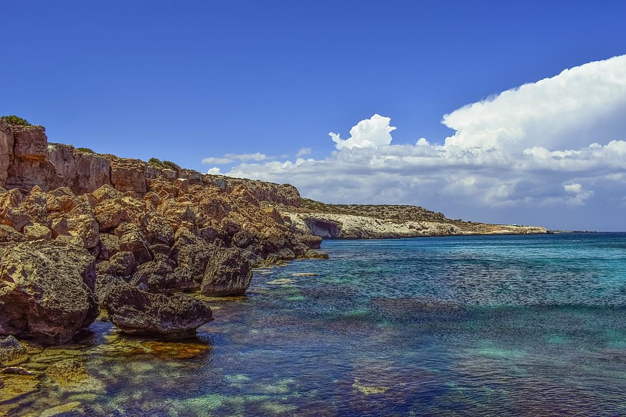 cyprus, cavo greko, mediterranean, blue, landscape, sea, coast HD wallpaper