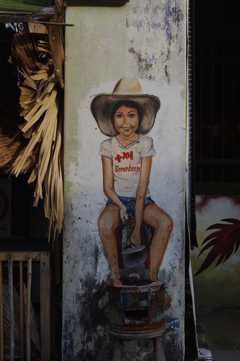 Street-Art, Penang, Malaysia, Asia, grafitti, hat, door, halloween